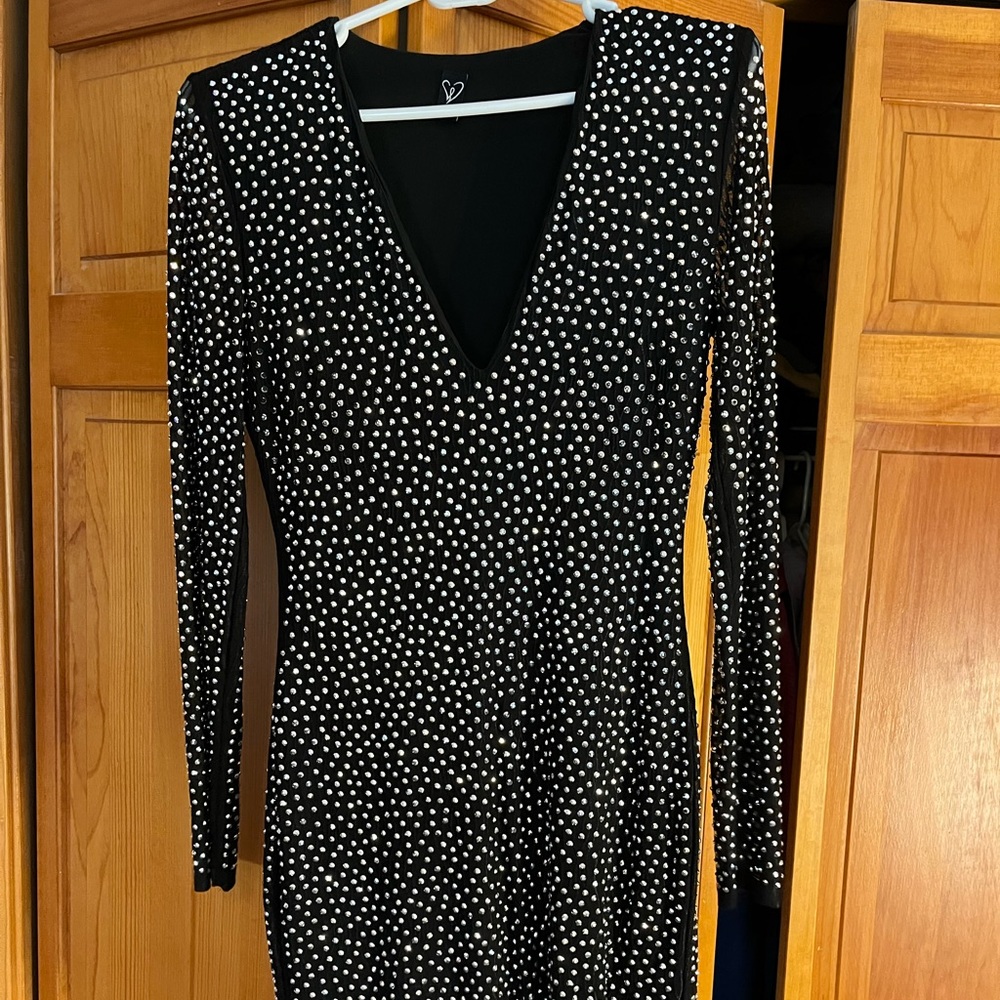 Windsor rhinestone black mini dress